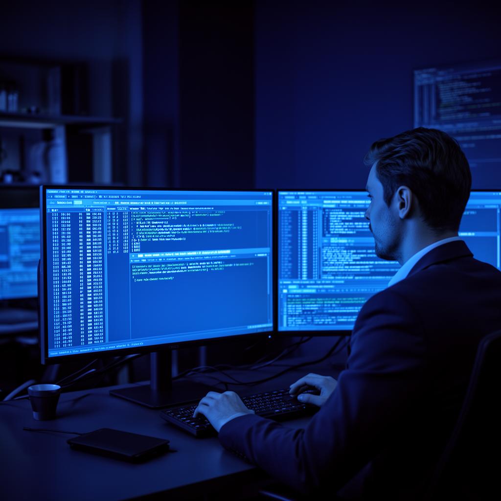 Cybersecurity analyst reviewing compliance